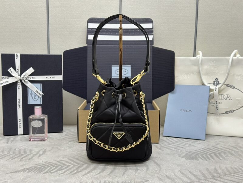 Replica Prada Black Re-Nylon Bucket Bag - high-end fake designer purse