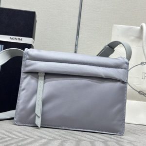 Replica Prada Re-Nylon Shoulder Bag Ice Grey - near-authentic luxury replica handbag