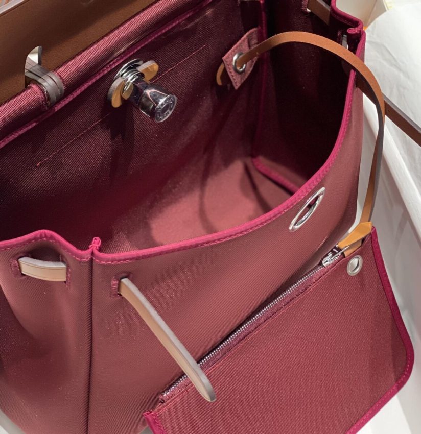 Replica Hermes Herbag 31cm Bordeaux Red - realistic designer-inspired fake bag