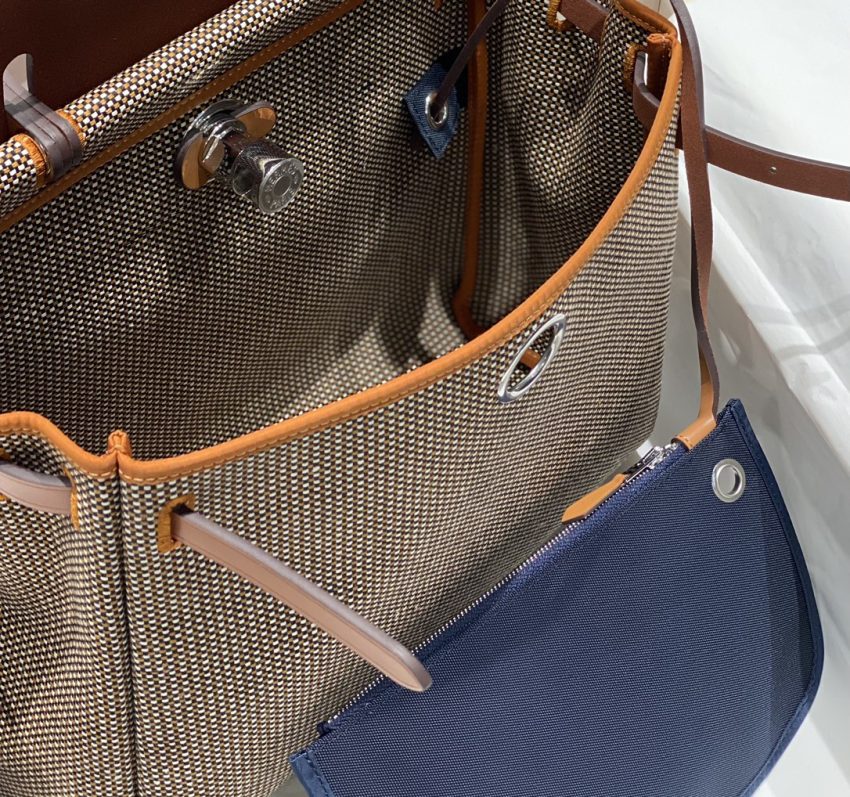 Replica Hermes Herbag 31cm Brown Plaid - high-quality designer bag clone