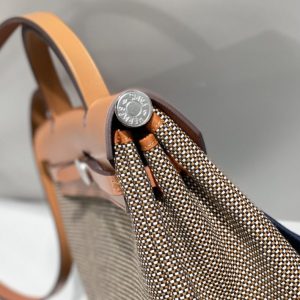 Replica Hermes Herbag 31cm Brown Plaid - top-tier luxury replica shoulder bag