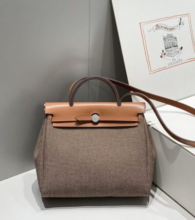 Replica Hermes Herbag 31cm Brown Plaid - high-accuracy replica luxury purse