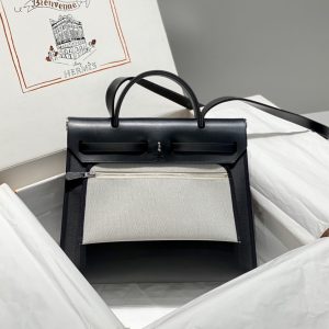 Replica Hermes Herbag 31cm Black - 1:1 designer replica handbag