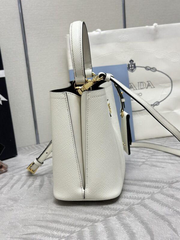 Replica Prada Saffiano Black Bucket White - premium 1:1 fake handbag model
