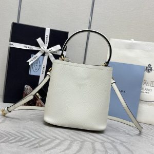 Replica Prada Saffiano Black Bucket White - high-quality designer bag clone