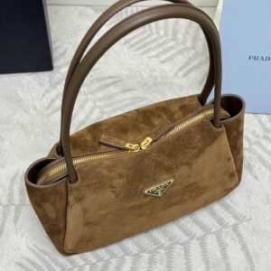 Replica Prada Medium Suede Shoulder Bag - realistic designer-inspired fake bag