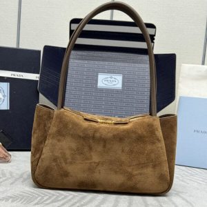 Replica Prada Medium Suede Shoulder Bag - 1:1 designer replica handbag