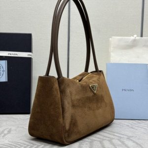 Replica Prada Medium Suede Shoulder Bag - high-end fake designer purse