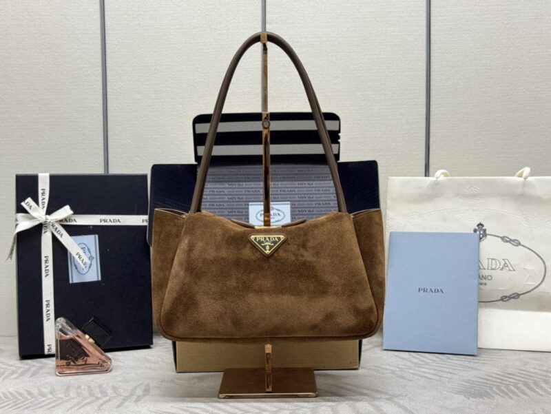 Replica Prada Medium Suede Shoulder Bag - elite superclone designer purse