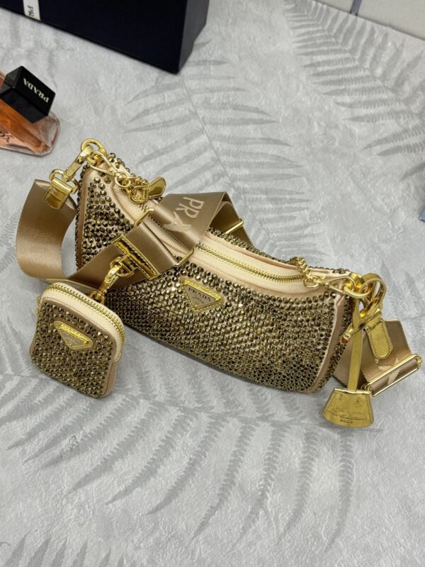 Replica Prada Re-Edition 2005 Diamond Gold - 1:1 designer replica handbag