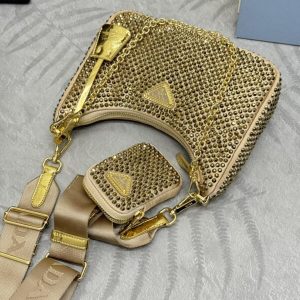Replica Prada Re-Edition 2005 Diamond Gold - best quality luxury bag dupe