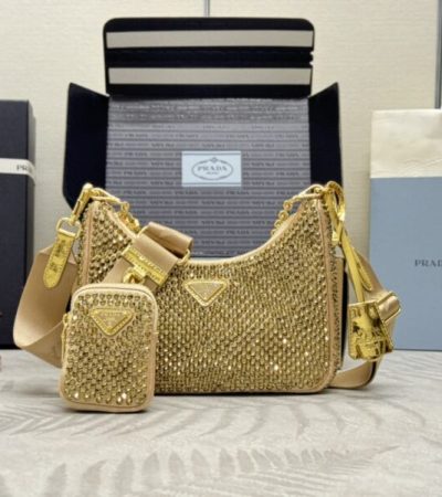 Replica Prada Re-Edition 2005 Diamond Gold - high-quality designer bag clone