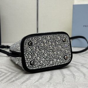 Replica Prada White Crystal Bucket Bag - authentic-look luxury purse replica