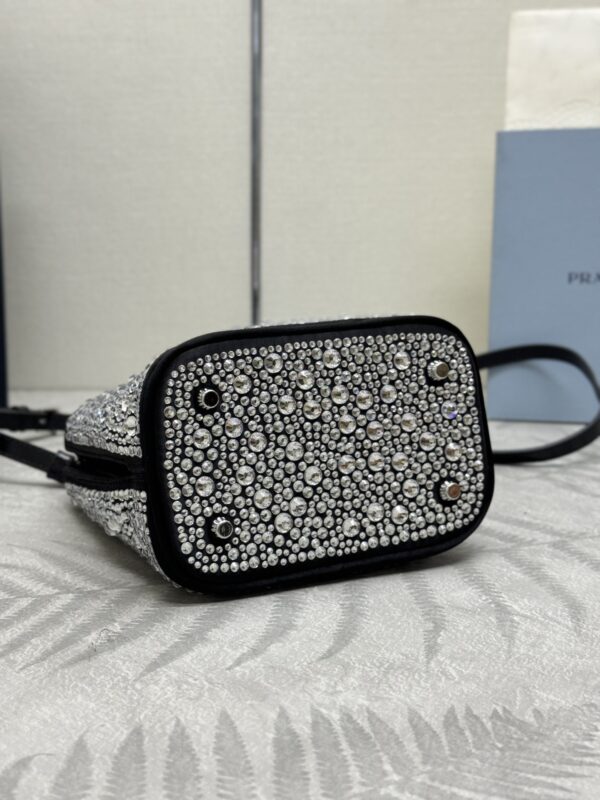 Replica Prada White Crystal Bucket Bag - authentic-look luxury purse replica