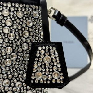 Replica Prada White Crystal Bucket Bag - 1:1 designer replica handbag