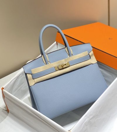 Replica Hermes Top Quality Replica Bag ShopLinen Blue - near-authentic luxury replica handbag