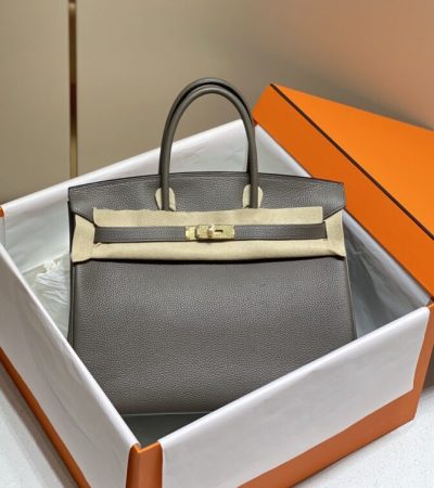 Replica Hermes Top Quality Replica Bag ShopPewter Grey - high-quality designer bag clone