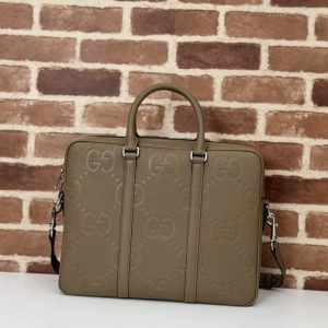 Replica Gucci Briefcase GG Leather Brown - high-quality designer bag clone