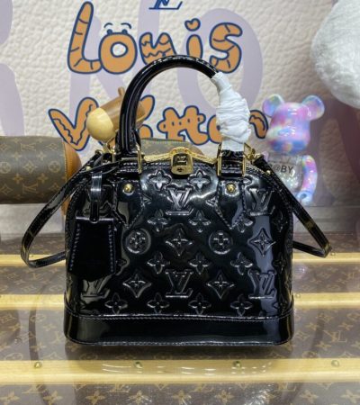 Replica Louis Vuitton Alma BB Black Patent - elite superclone designer purse