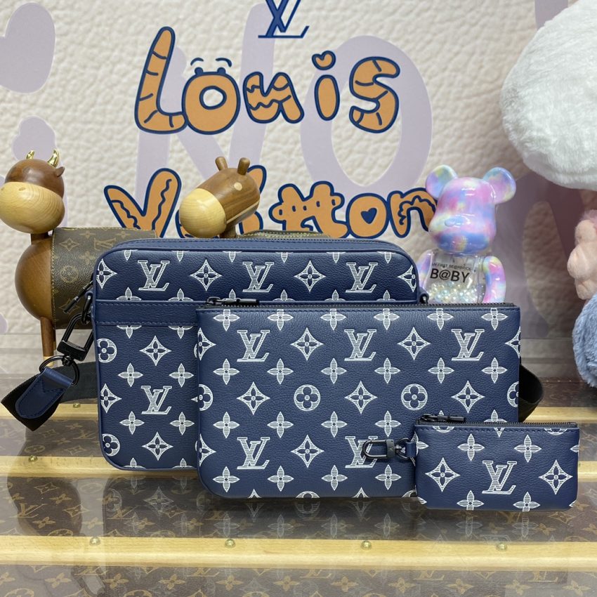 Replica Louis Vuitton Trio Messenger Blue&White - authentic-look luxury purse replica