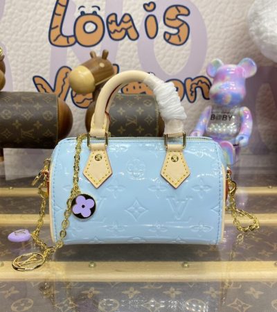 Replica Louis Vuitton Speedy Nano Blue Patent - authentic-look luxury purse replica