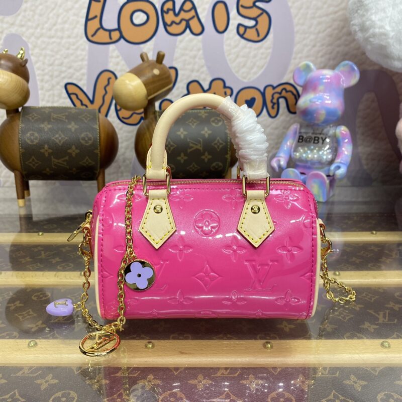 Replica Louis Vuitton Speedy Nano Pink Patent - realistic designer-inspired fake bag