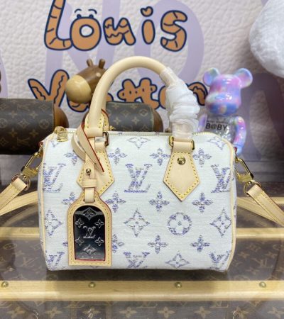Replica Louis Vuitton Speedy Bandouliere 20 White Grey - realistic designer-inspired fake bag