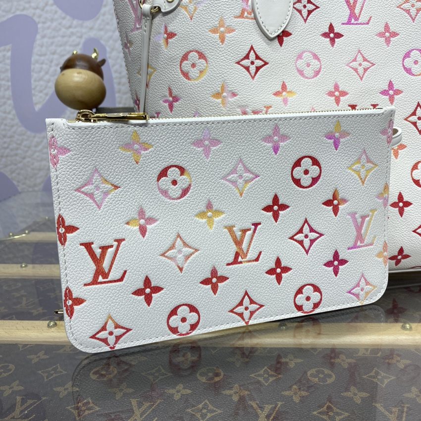 Replica Louis Vuitton Neverfull MM White Orange - premium 1:1 fake handbag model