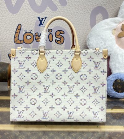 Replica LV OnTheGo White Denim - high-end fake designer purse