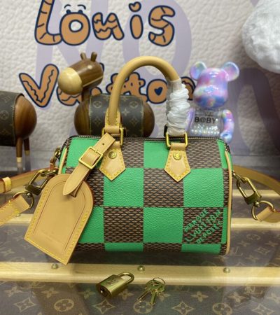 Replica Louis Vuitton Speedy 18 Green Grid - elite superclone designer purse