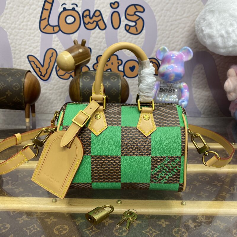 Replica Louis Vuitton Speedy 18 Green Grid - elite superclone designer purse