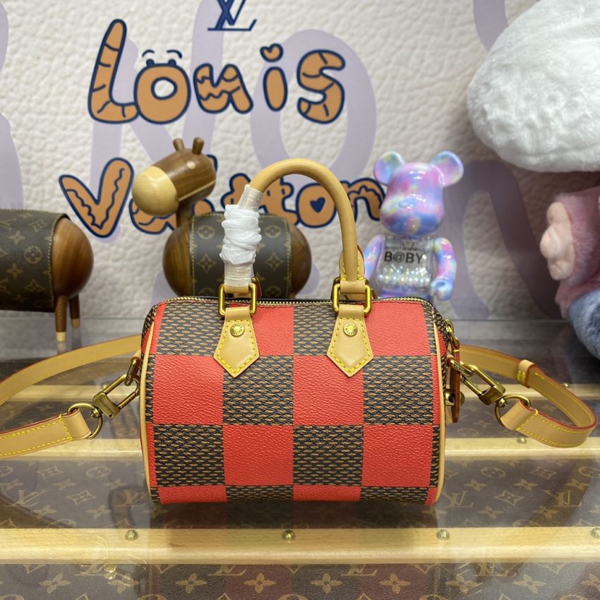 Replica Louis Vuitton Speedy 18 Red Grid - authentic-look luxury purse replica