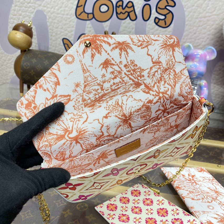 Replica Louis Vuitton Félicie Pochette White Orange Flowers - near-authentic luxury replica handbag