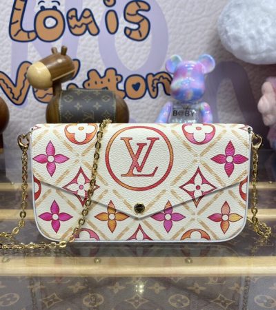 Replica Louis Vuitton Félicie Pochette White Orange Flowers - top-rated replica designer bag