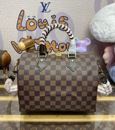 Replica Louis Vuitton Speedy Bandouliere 25 Brown Grid - best-selling designer handbag dupe