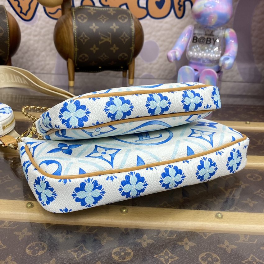 Replica Louis Vuitton Multi Pochette Accessoires White Blue - ultra-realistic fake designer tote