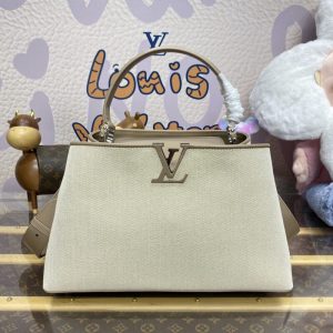 Replica Loius Vuitton Capucines Beige Silk - high-quality designer bag clone