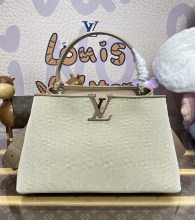 Replica Loius Vuitton Capucines Beige Silk - high-quality designer bag clone