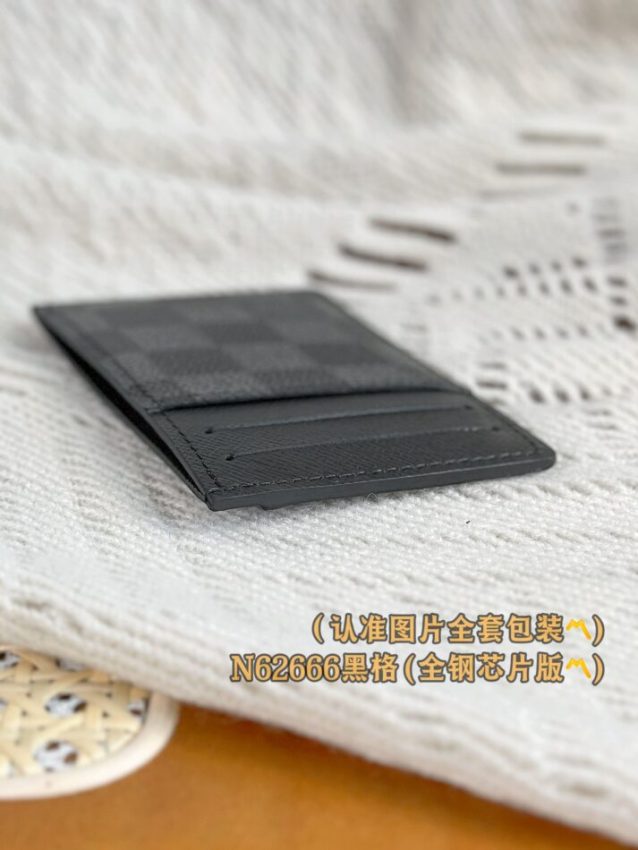 Replica Louis Vuitton Card Holder Black Grid - 1:1 designer replica handbag