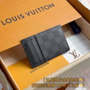 Replica Louis Vuitton Card Holder Black Grid - authentic-look luxury purse replica