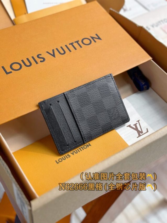 Replica Louis Vuitton Card Holder Black Grid - authentic-look luxury purse replica