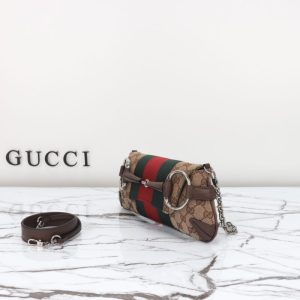 Replica Gucci Horsebit Chain Shoulder Bag Brown - realistic designer-inspired fake bag