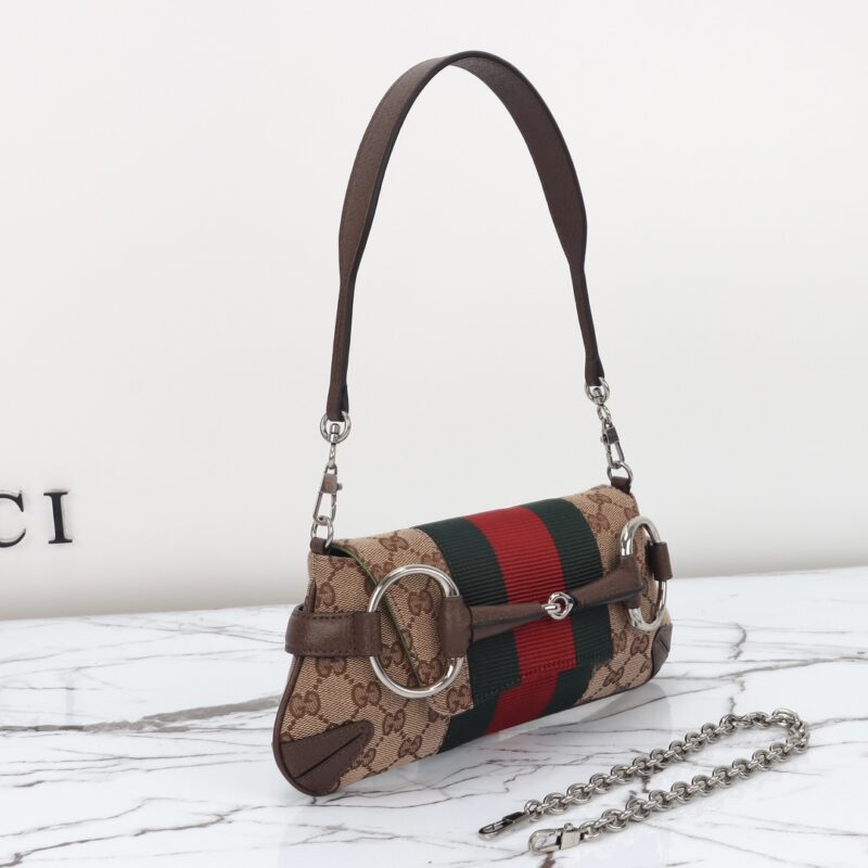 Replica Gucci Horsebit Chain Shoulder Bag Brown - high-quality designer bag clone