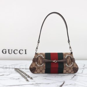 Replica Gucci Horsebit Chain Shoulder Bag Brown - top-tier luxury replica shoulder bag