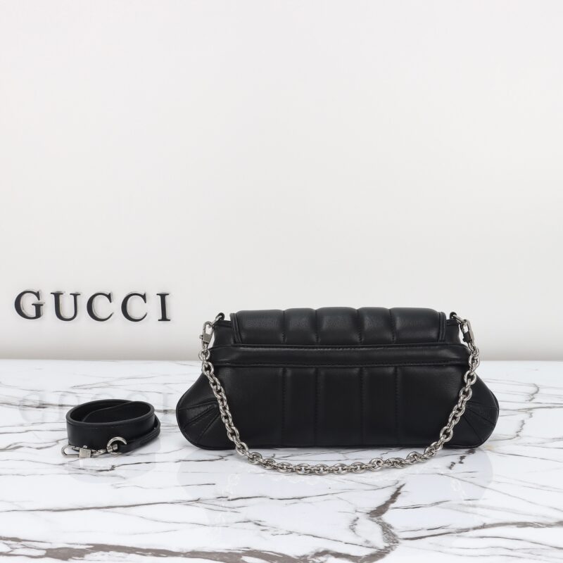 Replica Gucci Horsebit Chain Shoulder Bag Black - 1:1 designer replica handbag
