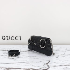 Replica Gucci Horsebit Chain Shoulder Bag Black - high-accuracy replica luxury purse