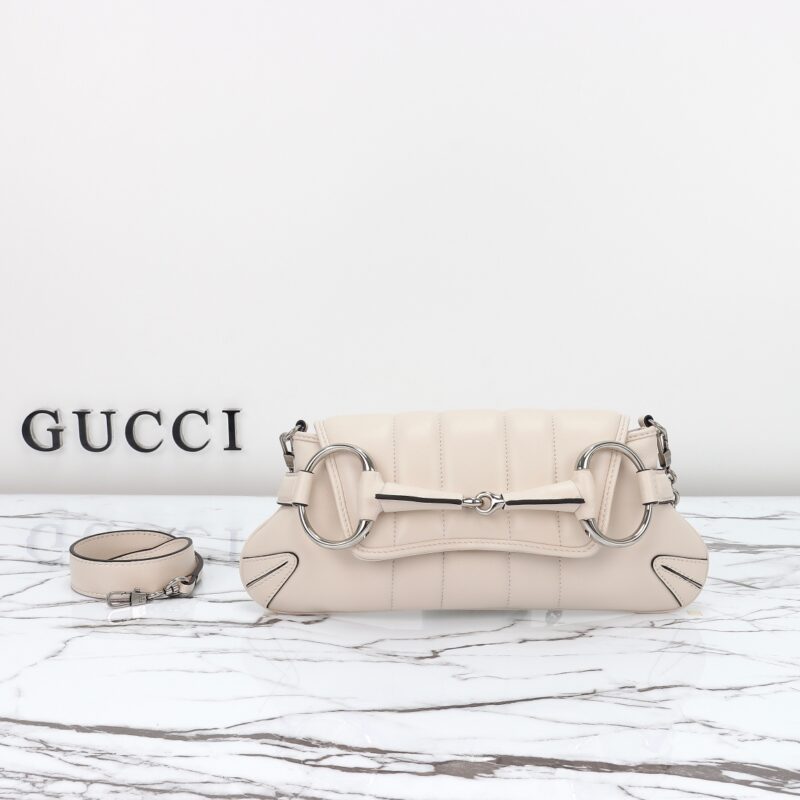 Replica Gucci Horsebit Chain Shoulder Bag White - elite superclone designer purse