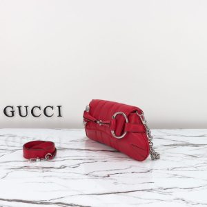 Replica Gucci Horsebit Chain Shoulder Bag Red - top-rated replica designer bag