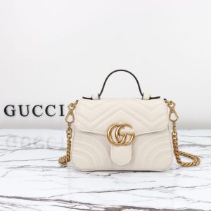 Replica Gucci GG Marmont Top Handle White - high-accuracy replica luxury purse