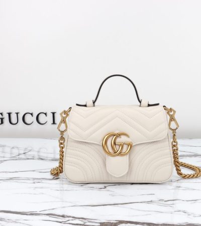 Replica Gucci GG Marmont Top Handle White - high-accuracy replica luxury purse